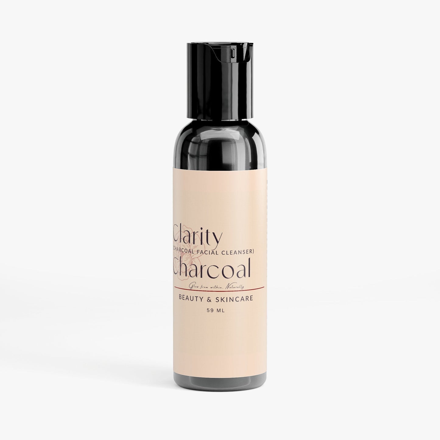 Clarity Charcoal daily facial cleanser bottle with activated charcoal and aloe vera for detoxifying oily and acne-prone skin