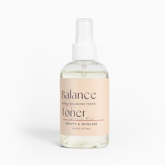 Gentle Balancing Toner bottle with spray nozzle for sensitive skin, enriched with green tea and chamomile, 6 fl oz.