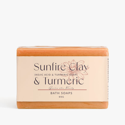 Sunfire Clay & Turmeric soap bar with kojic acid for brightening and nourishing skin
