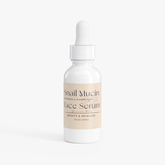 Snail Mucin Face Serum bottle for hydrating and plumping skin with natural ingredients
