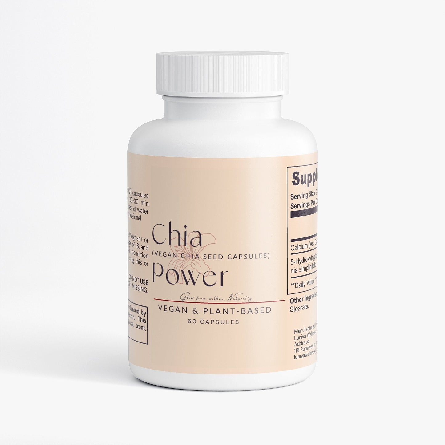 Chia Power vegan plant-based chia seed capsules for protein and omega-3s nutrition