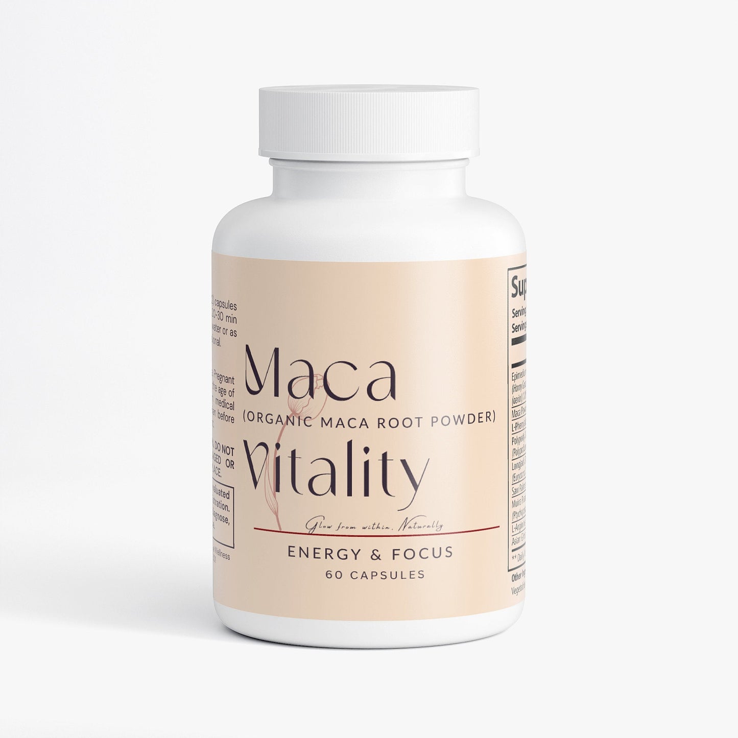 Peruvian maca organic maca root powder capsules for energy and focus