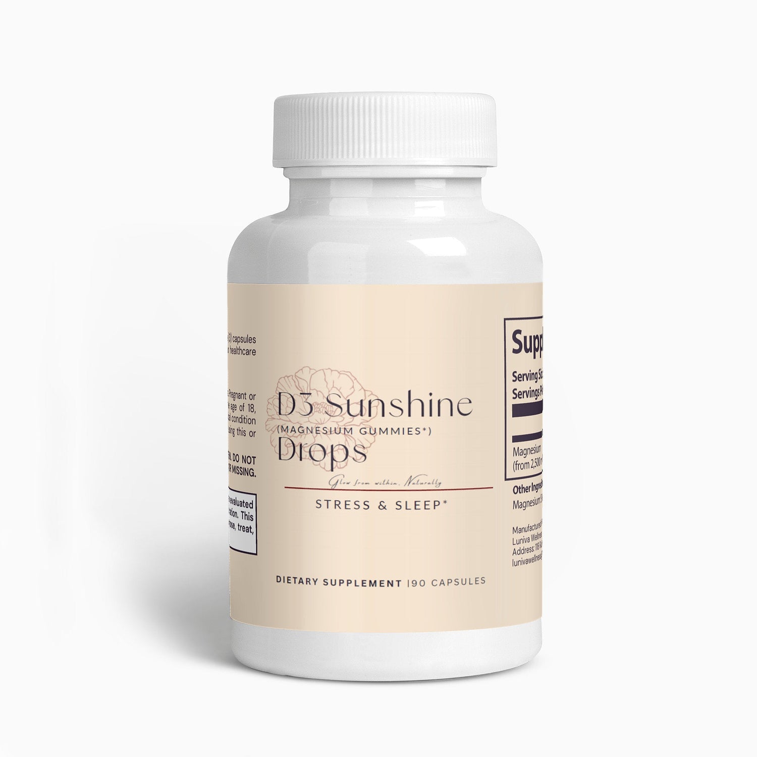 D3 Sunshine Drops magnesium glycinate and vitamin D3 supplement for stress relief and sleep support