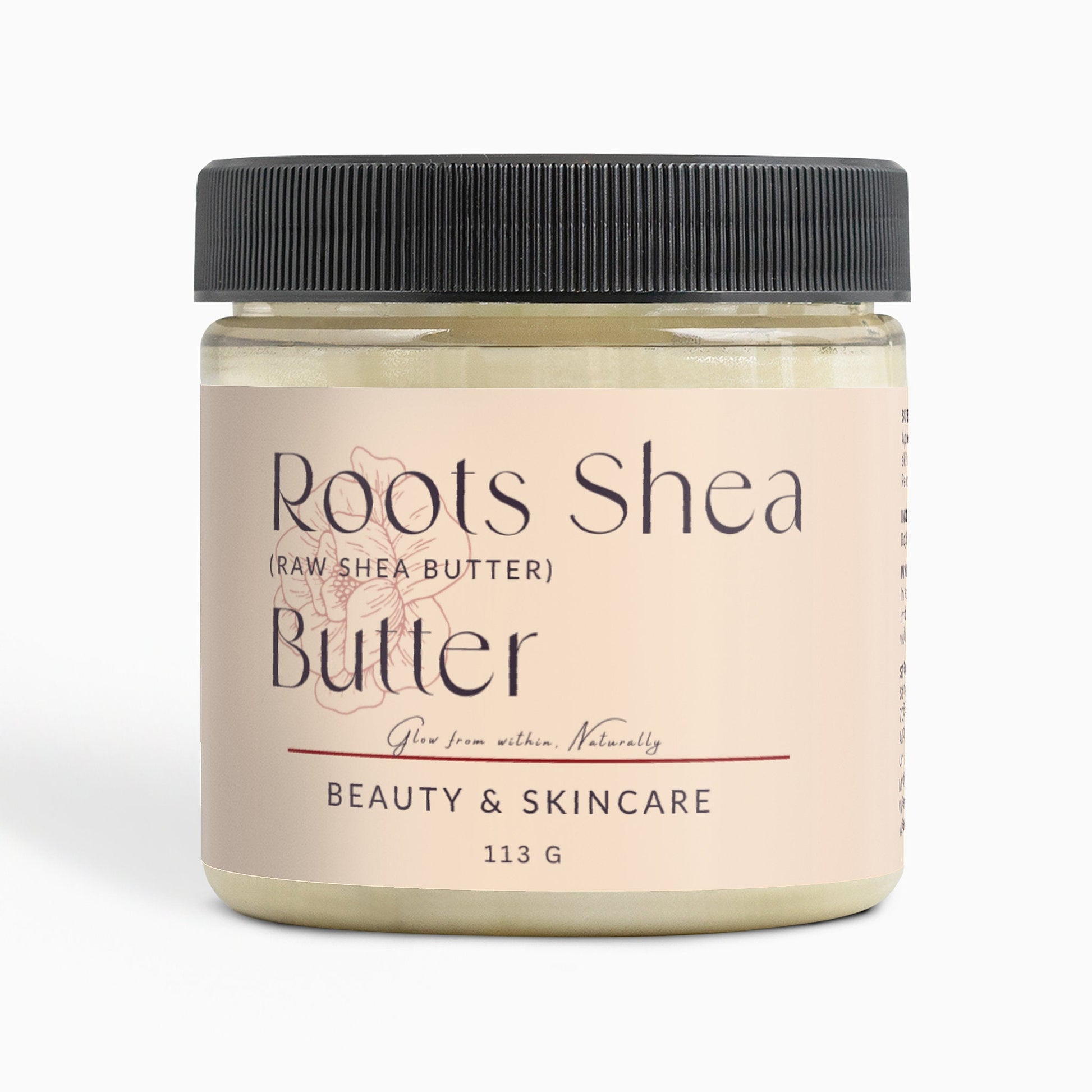 Roots Shea Butter raw organic shea butter for deep skin hydration and nourishment in 113g jar