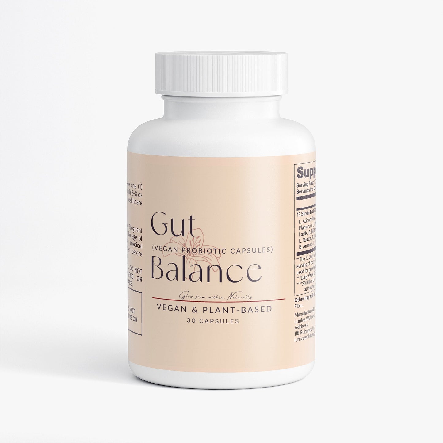 Gut Balance vegan probiotic capsules for digestive and immune support, 30 capsules, plant-based formula
