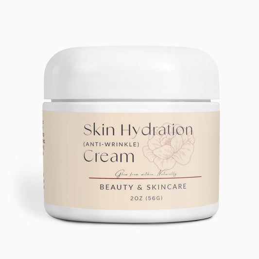 Skin Hydration Cream jar with anti-wrinkle formula for moisturizing and smoothing skin and enhancing texture