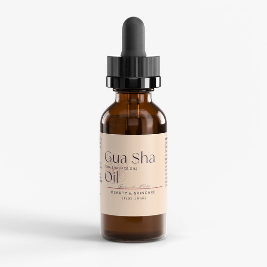 Gua Sha Face Oil bottle with dropper for skin hydration and radiance boost
