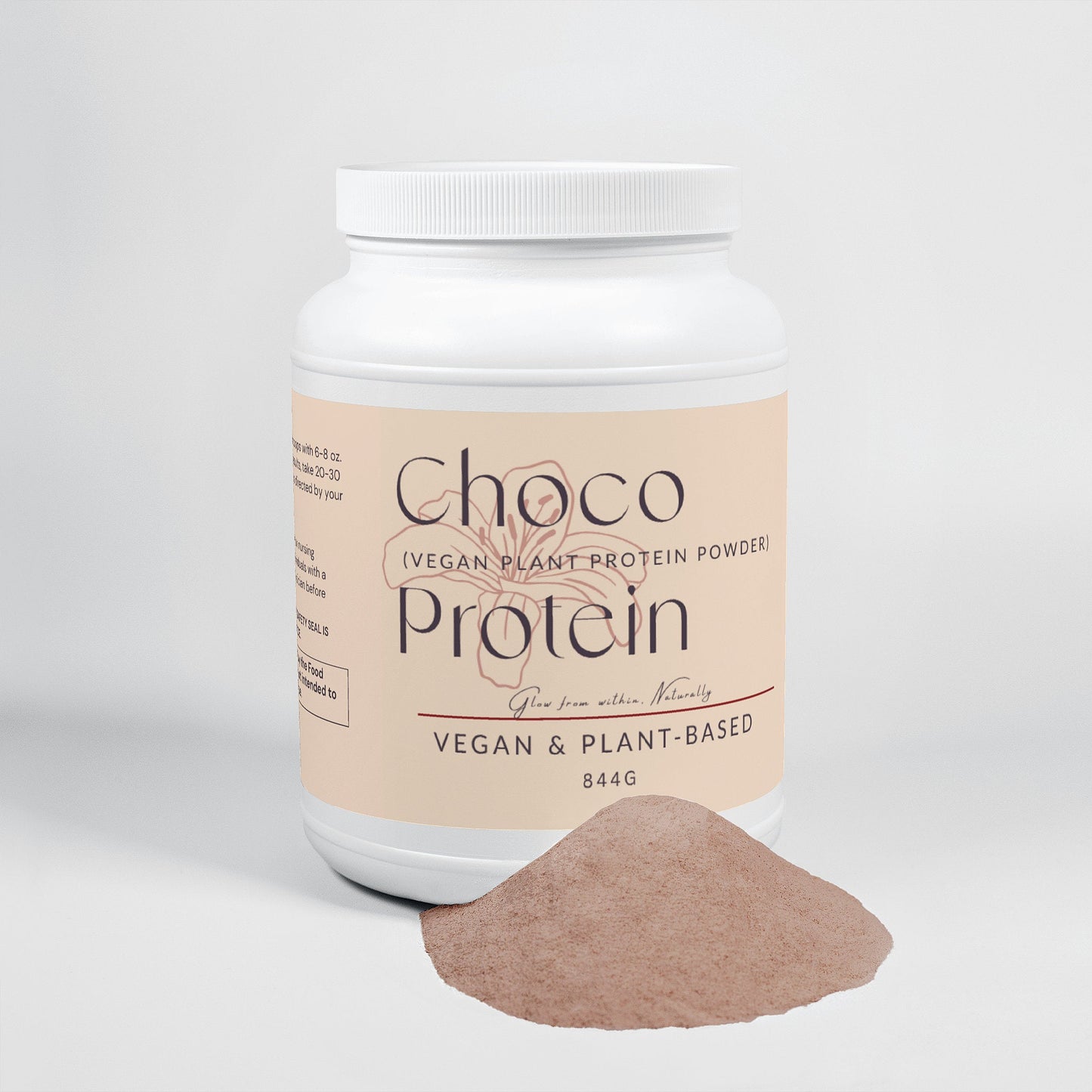 Rich chocolate plant protein powder vegan and plant-based supplement with amino acids for muscle recovery