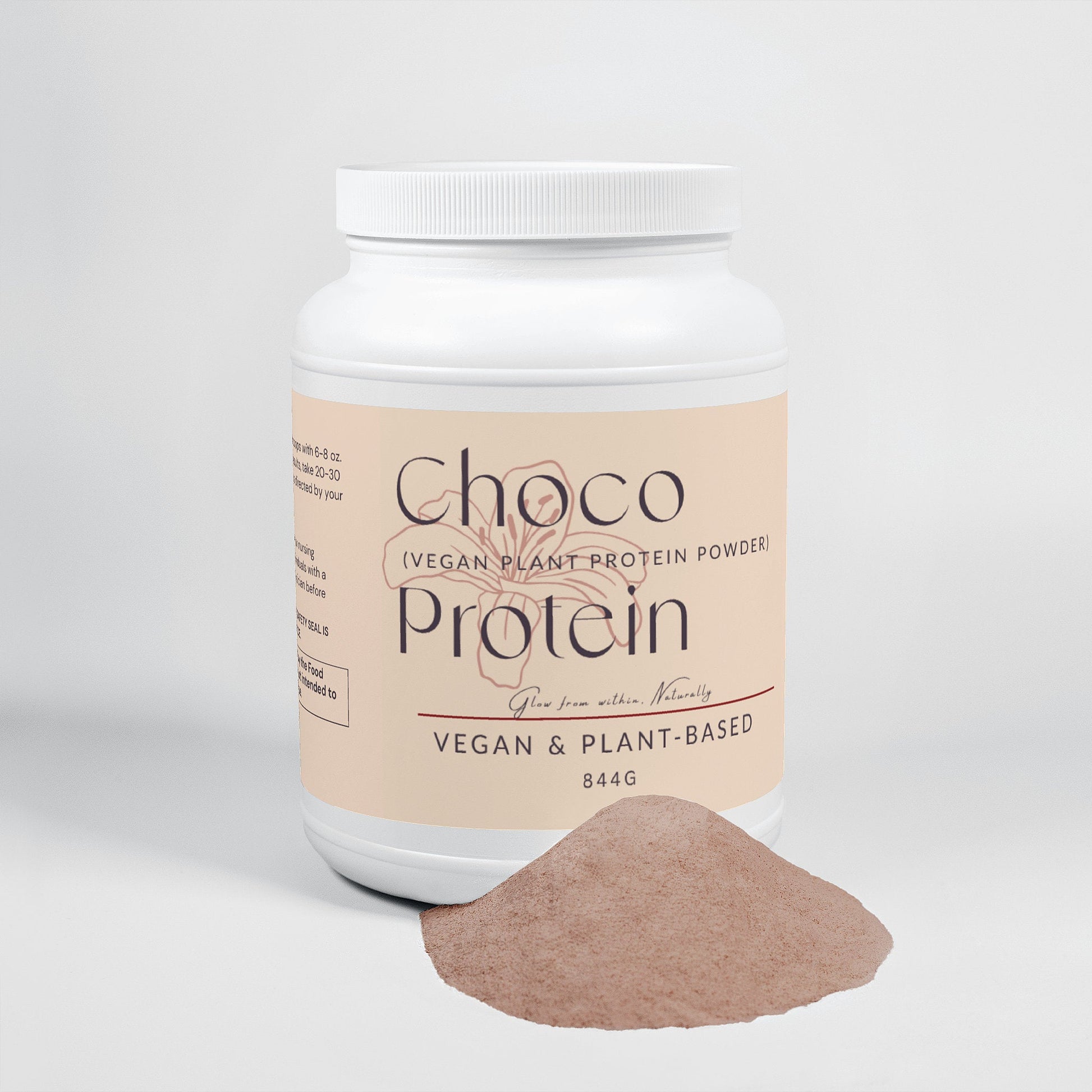 Rich chocolate plant protein powder vegan and plant-based supplement with amino acids for muscle recovery