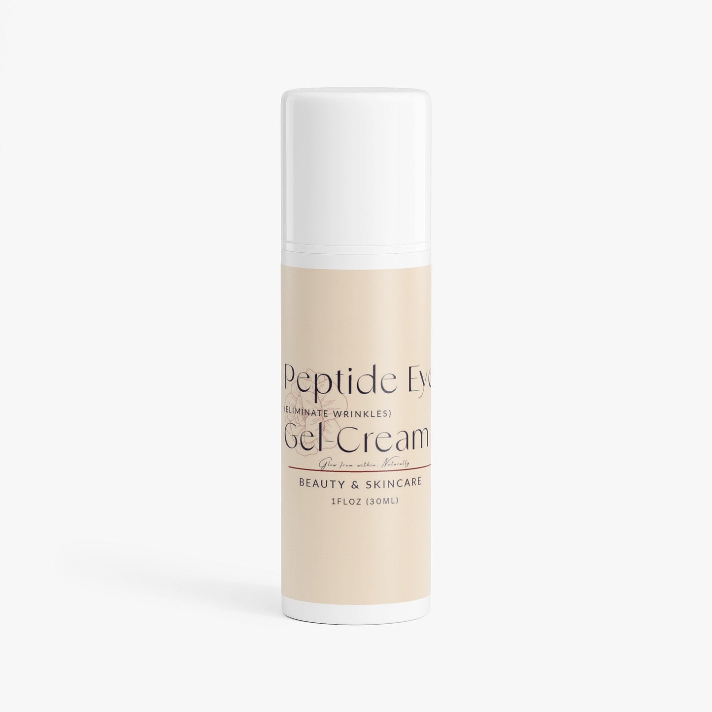 Peptide Eye Gel-Cream bottle for reducing puffiness and hydrating delicate eye area with peptides and hyaluronic acid
