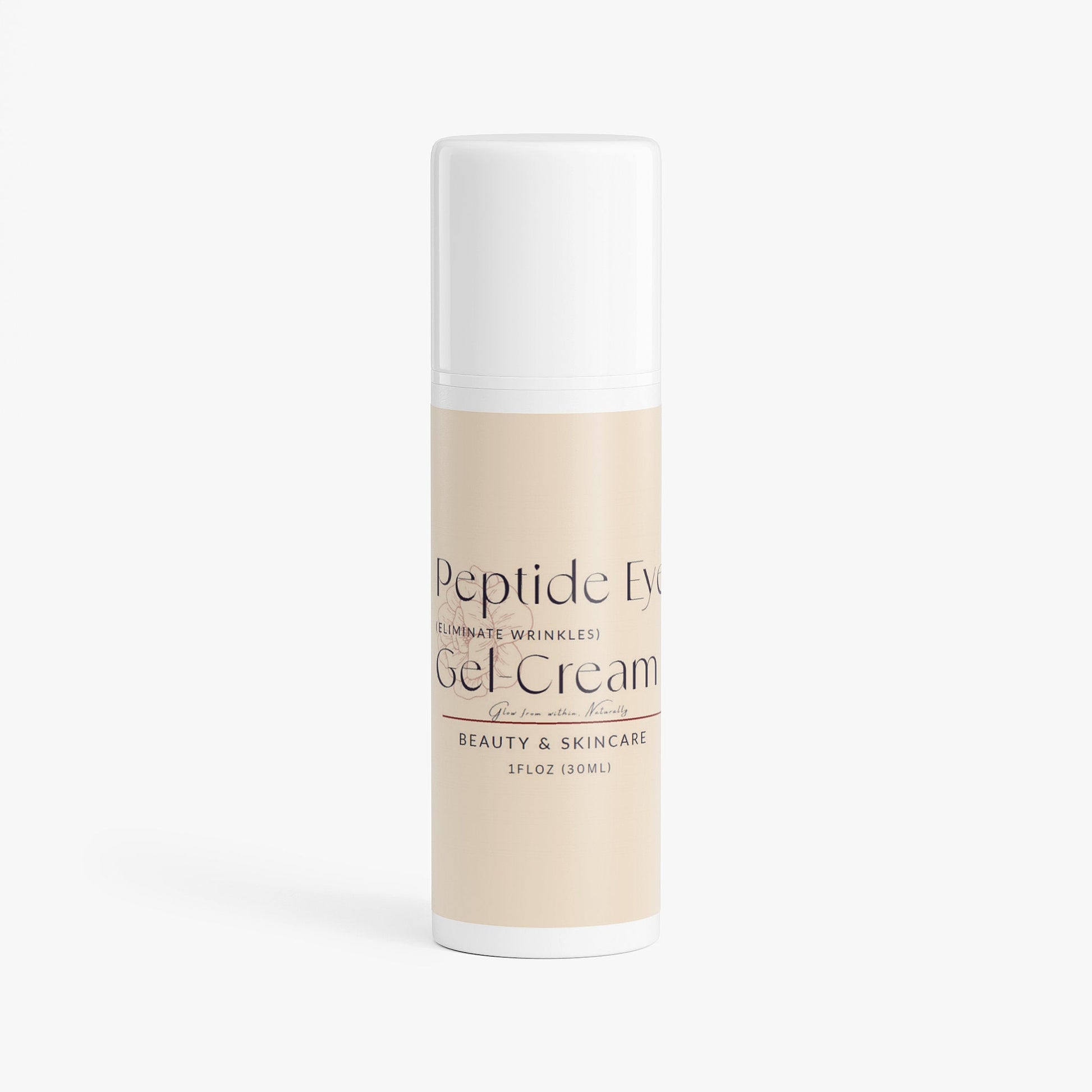 Peptide Eye Gel-Cream bottle for reducing puffiness and hydrating delicate eye area with peptides and hyaluronic acid